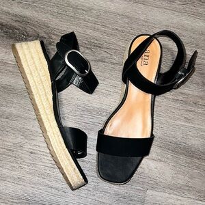 a.n.a A New Approach Black Espadrille Sandals, Size 10